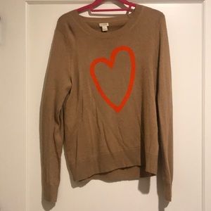 JCREW tan sweater with heart detail